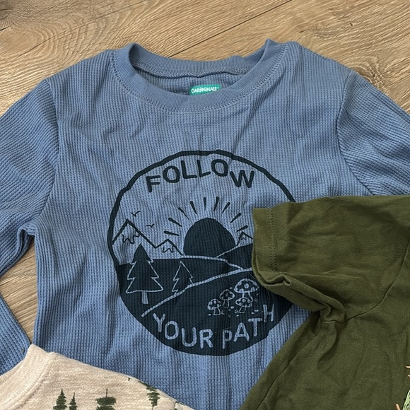 Kids Nature-Themed Shirts Set - Blue, Green, and Cream - Picture 4 of 7